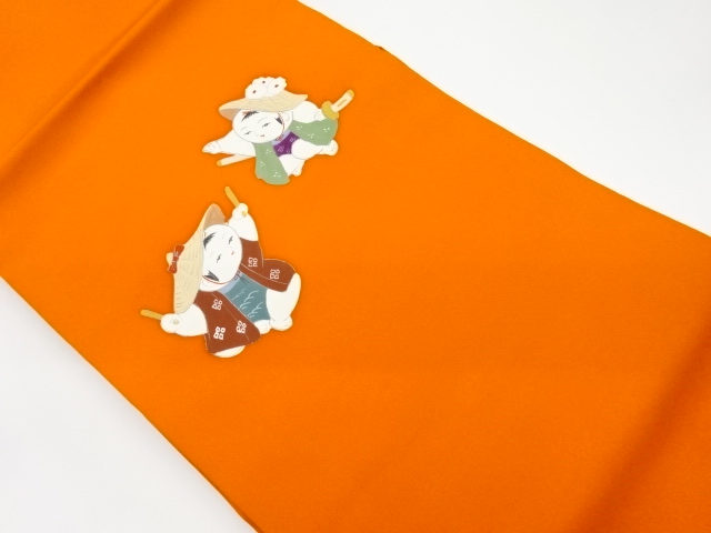 リサイクル　塩瀬手描き童子模様名古屋帯